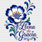 Llena de Gracia Blue Flower - Hispanic Heritage Month DTF Transfers