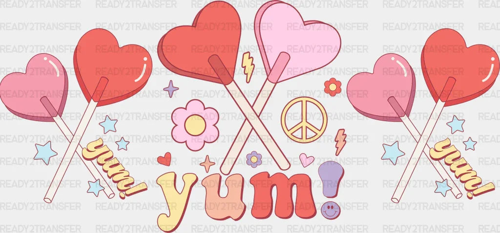 Lollipop Yum - Valentine's Day Cup Wrap UV Sticker Permanent UV DTF Decal ready2transfer