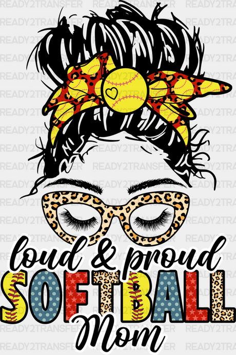 Loud And Proud Softball Mom - Dtf Heat Transfer Adult Unisex S & M (10’’) / Black