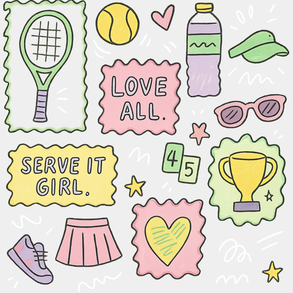 Love All, Serve It Girl - Tennis DTF Transfers ready2transfer Light Color Design (See Imaging)
