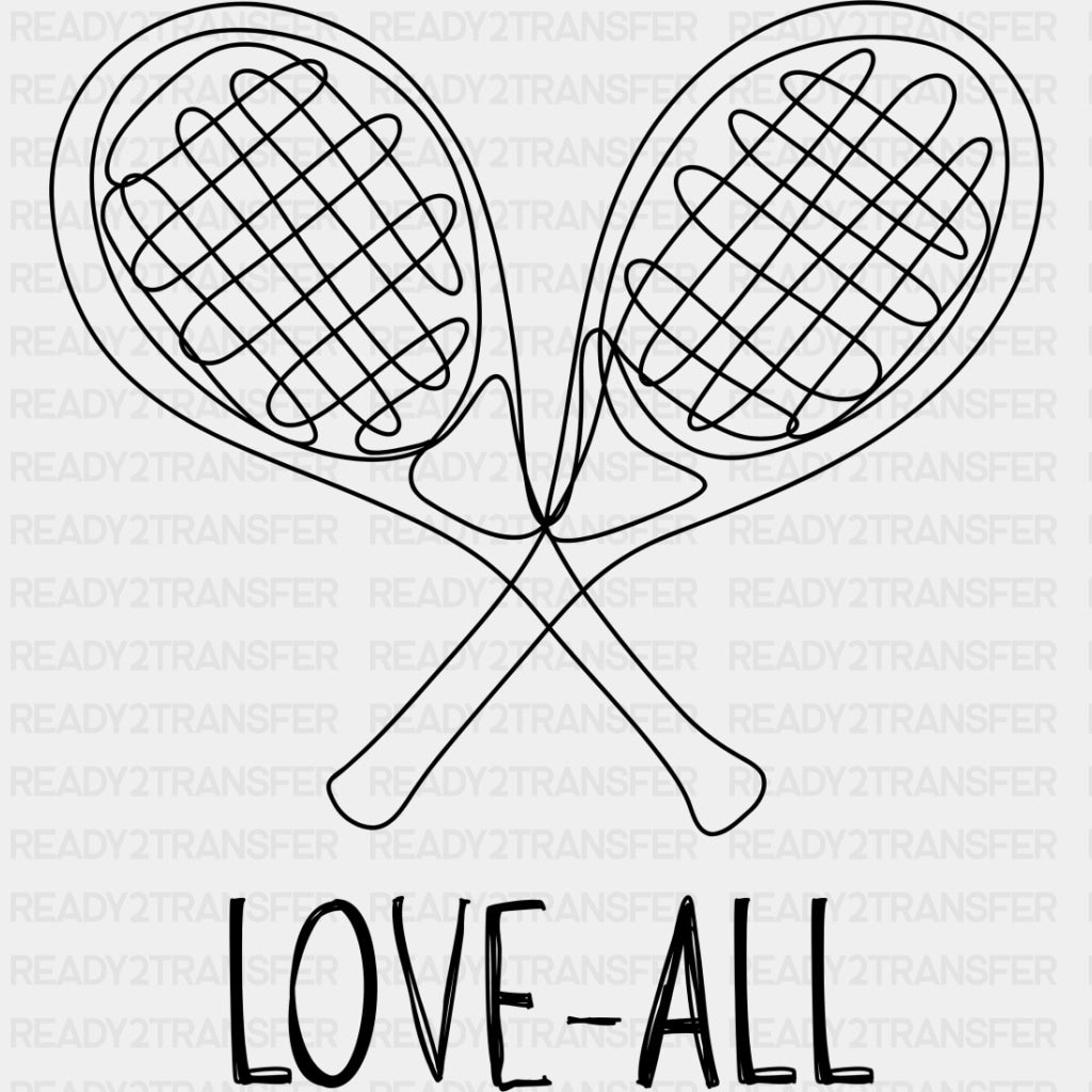 Love All - Tennis DTF Transfers ready2transfer Dark Color Design (See Imaging)
