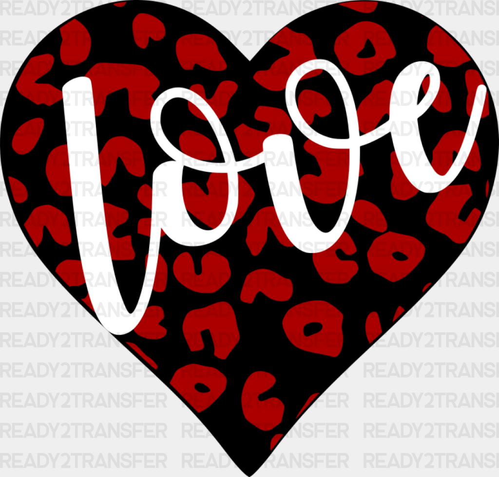 Love Black And Red Heart - Valentine’s Day Dtf Transfer Adult Unisex S & M (10’’) / Dark