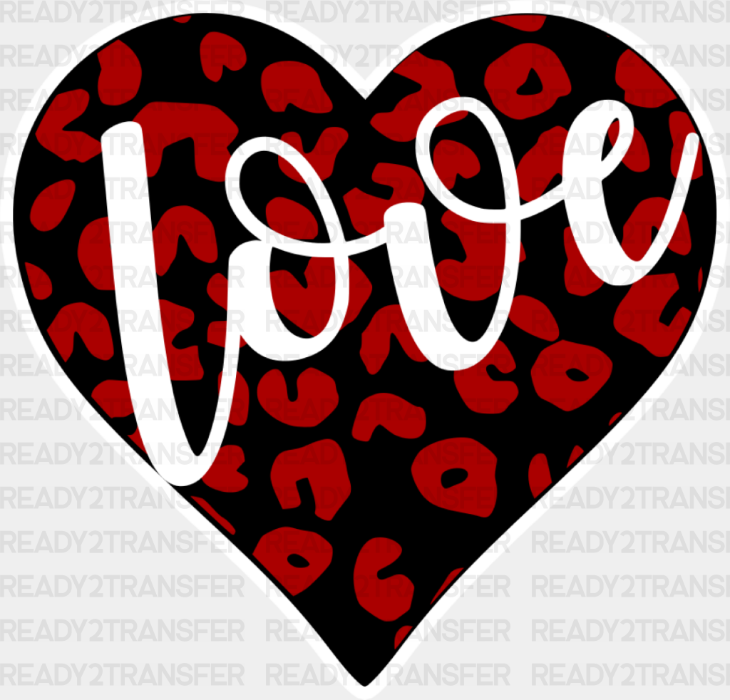 Love Black And Red Heart - Valentine’s Day Dtf Transfer Adult Unisex S & M (10’’) / Light