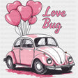 Love Bug Heart Balloons And Car - Valentine's Day DTF Transfers ready2transfer