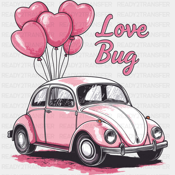 Love Bug Heart Balloons And Car - Valentine's Day DTF Transfers