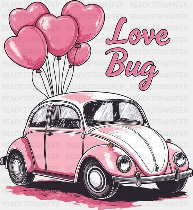 Love Bug Pink Beetle Design - Valentine's Day DTF Transfer ready2transfer