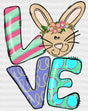 Love Bunny Easter Dtf Heat Transfer Design