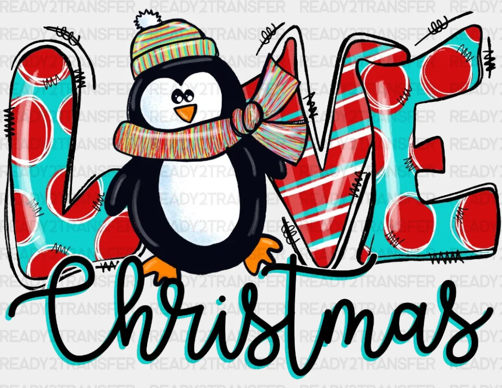 Love Christmas Penguin Dtf Transfer