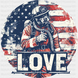 Love Circular US Flag - Fire Department DTF Transfers ready2transfer