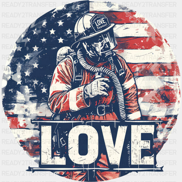 Love Circular US Flag - Fire Department DTF Transfers
