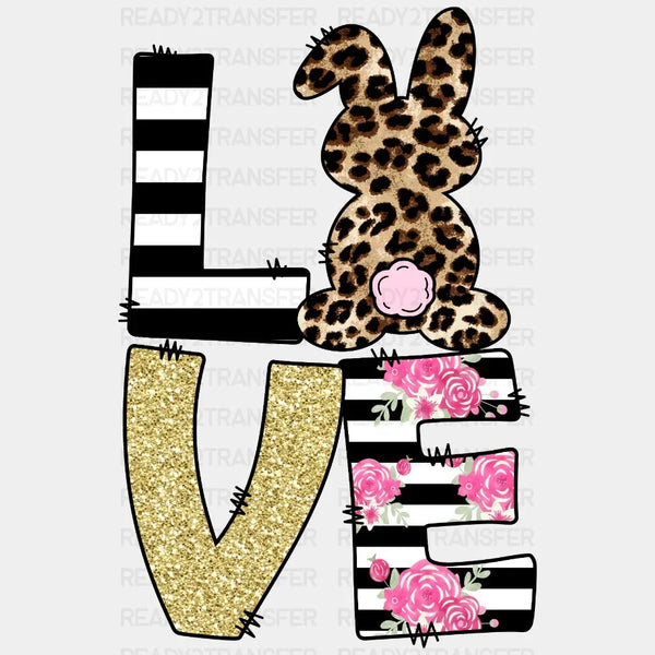 Love Easter Leopard Bunny DTF Heat Transfer, Easter Design