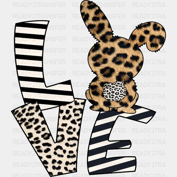 Love Easter Leopard Bunny DTF Heat Transfer, Easter Design