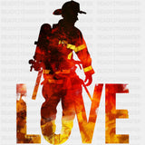 Love Firefighter Silhouette - Fire Department DTF Transfers ready2transfer Dark Color Design (See Imaging)