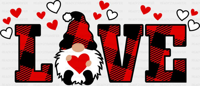 Love Gnome Red Plaid - Valentine’s Day Dtf Transfer Adult Unisex S & M (10’’) / Dark Color