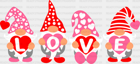 Love Gnomes Holding Hearts - Valentine’s Day Dtf Transfer