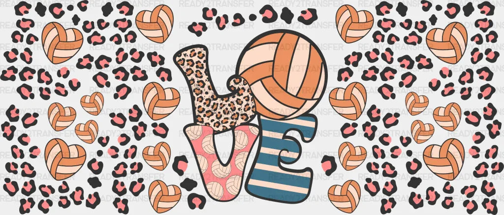 Love Heart Ball - Volleyball Cup Wrap Uv Sticker Permanent Dtf Decal