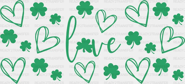 Love Heart Clovers - St Patrick Cup Wrap Uv Sticker Permanent Dtf Decal