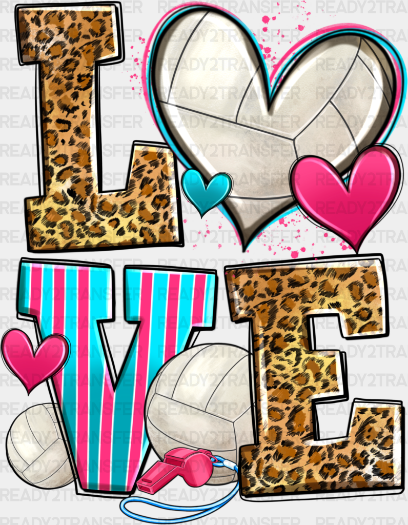 Love Leopard Design - Volleyball Dtf Heat Transfer