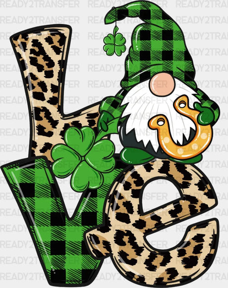 Love Leopard Gnome St. Patrick’s Day Dtf Heat Transfer Saint Patricks Design St Paddys