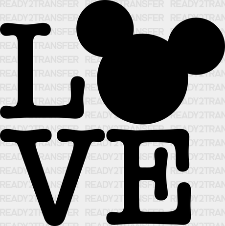 Love Mickey Head Disney Dtf Transfer Adult Unisex - S & M (10’) / Black