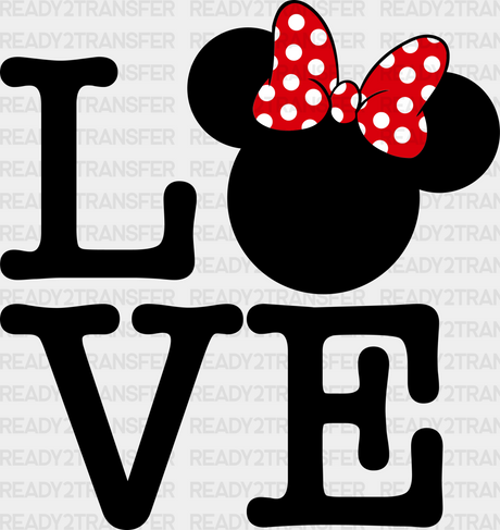 Love Minnie Head Disney Dtf Transfer Adult Unisex - S & M (10’) / Black