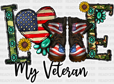 Love My Veteran - Military Dtf Heat Transfer Adult Unisex S & M (10’’) / Light Color Design