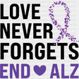 Love Never Forgets, End Alz - Alzheimer's Awareness DTF Transfer ready2transfer Dark Color Design (See Imaging)