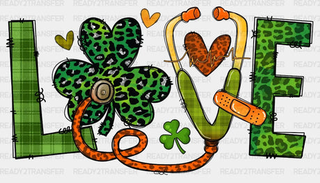 Love Nurse St. Patrick’s Day Dtf Heat Transfer Saint Patricks Design St Paddys