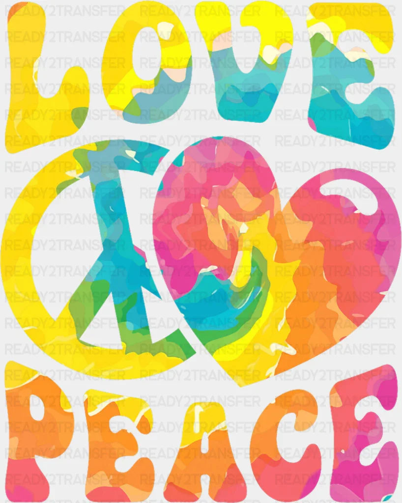 Love Peace Heart & Peace Sign - Good Vibes DTF Transfer