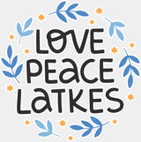 Love Peace Latkes - Hanukkah Dtf Heat Transfer Adult Unisex S & M (10’’) / White