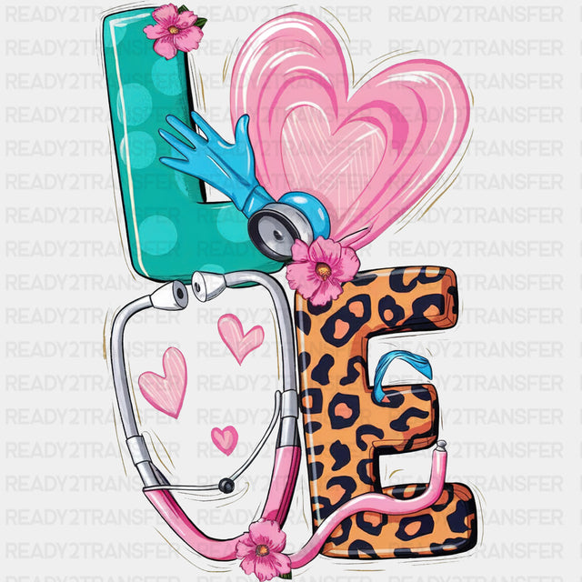 Love, Pink Heart - Nurse DTF Transfers ready2transfer