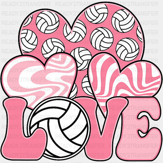 Love, Purple Hearts - Volleyball DTF Transfers ready2transfer Dark Color Design (See Imaging)
