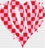 Love Red And Pink Checkered Heart - Valentine’s Day DTF Transfer