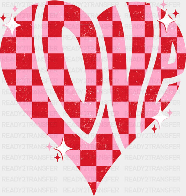 Love Red And Pink Checkered Heart - Valentine’s Day DTF Transfer