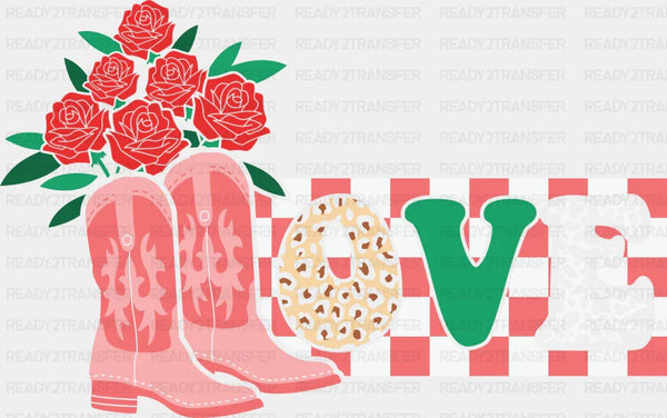 LOVE ROSES AND BOOTS DTF Transfer