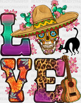 Love Skull Design - Day Of The Dead Dtf Heat Transfer