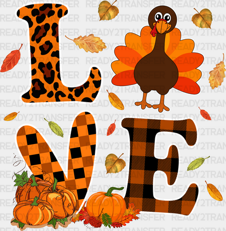 Love Turkey Orange Design - Thanksgiving Dtf Transfer