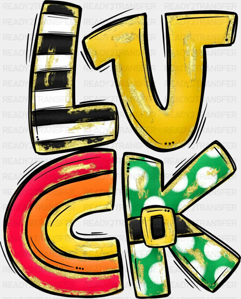 Luck Horseshoe Design - St. Patrick’s Day DTF Transfer Adult Unisex - S & M (10’’) / Dark Color Design (See Imaging)