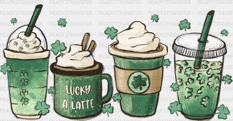 Lucky A Latte St. Patrick’s Day Dtf Heat Transfer Saint Patricks Design St Paddys