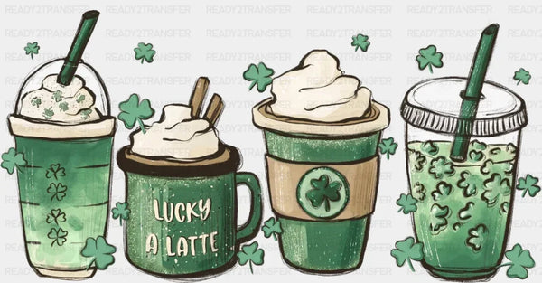 Lucky a Latte St. Patrick's Day DTF Heat Transfer, Saint Patricks Day Design, St Paddys Day DTF
