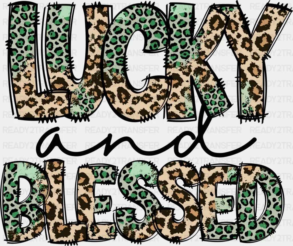 Lucky And Blessed Cheetah Print - St. Patrick’s Day DTF Transfer Adult Unisex - S & M (10’’) / Dark Color Design (See