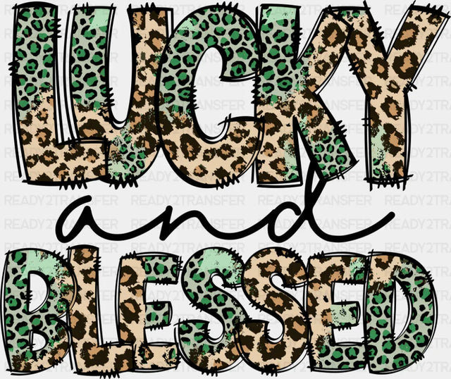 Lucky And Blessed Cheetah Print - St. Patrick’s Day DTF Transfer Adult Unisex - S & M (10’’) / Dark Color Design (See