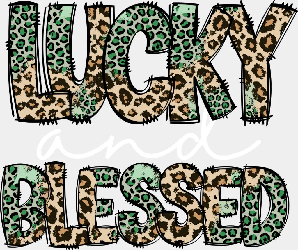 Lucky And Blessed Cheetah Print - St. Patrick’s Day DTF Transfer Adult Unisex - S & M (10’’) / Light Color Design (See