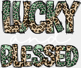 Lucky And Blessed Cheetah Print - St. Patrick’s Day DTF Transfer Adult Unisex - S & M (10’’) / Light Color Design (See
