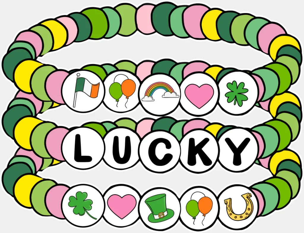 Lucky Bracelets - St. Patrick’s Day DTF Transfer Adult Unisex - S & M (10’’) / Light Color Design (See Imaging)