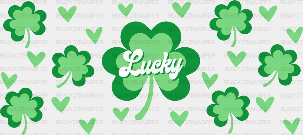 Lucky Clover Heart Design - St Patrick Cup Wrap Uv Sticker Permanent Dtf Decal