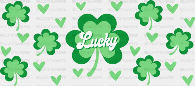 Lucky Clover Heart Design - St Patrick Cup Wrap Uv Sticker Permanent Dtf Decal