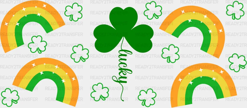 Lucky Clover Rainbows - St Patrick Cup Wrap Uv Sticker Permanent Dtf Decal