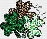 Lucky Clovers Cheetah Print - St. Patrick’s Day DTF Transfer Adult Unisex - S & M (10’’) / Dark Color Design (See