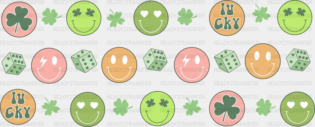 Lucky Dice Smileys - St Patrick Cup Wrap Uv Sticker Permanent Dtf Decal